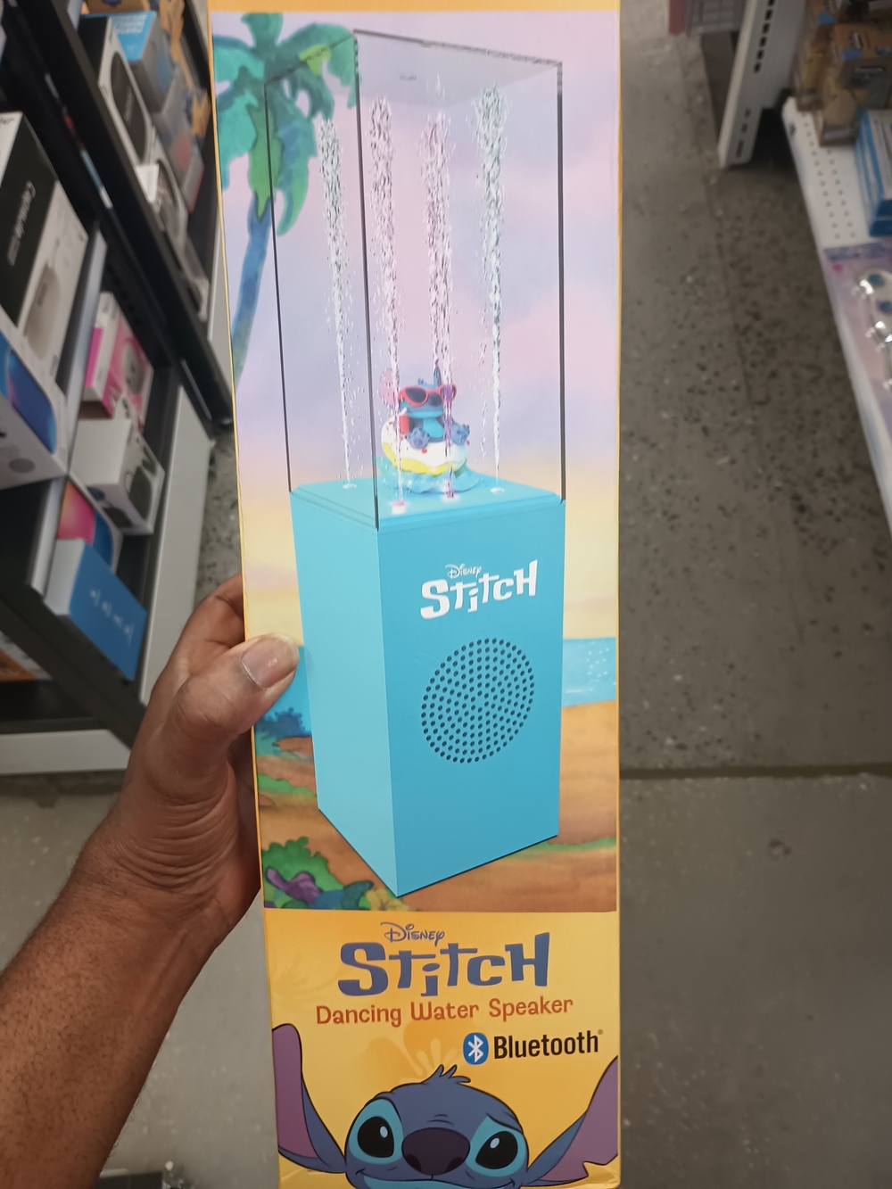 Disney Blue Stitch Dancing Water Speaker with LED Fountain